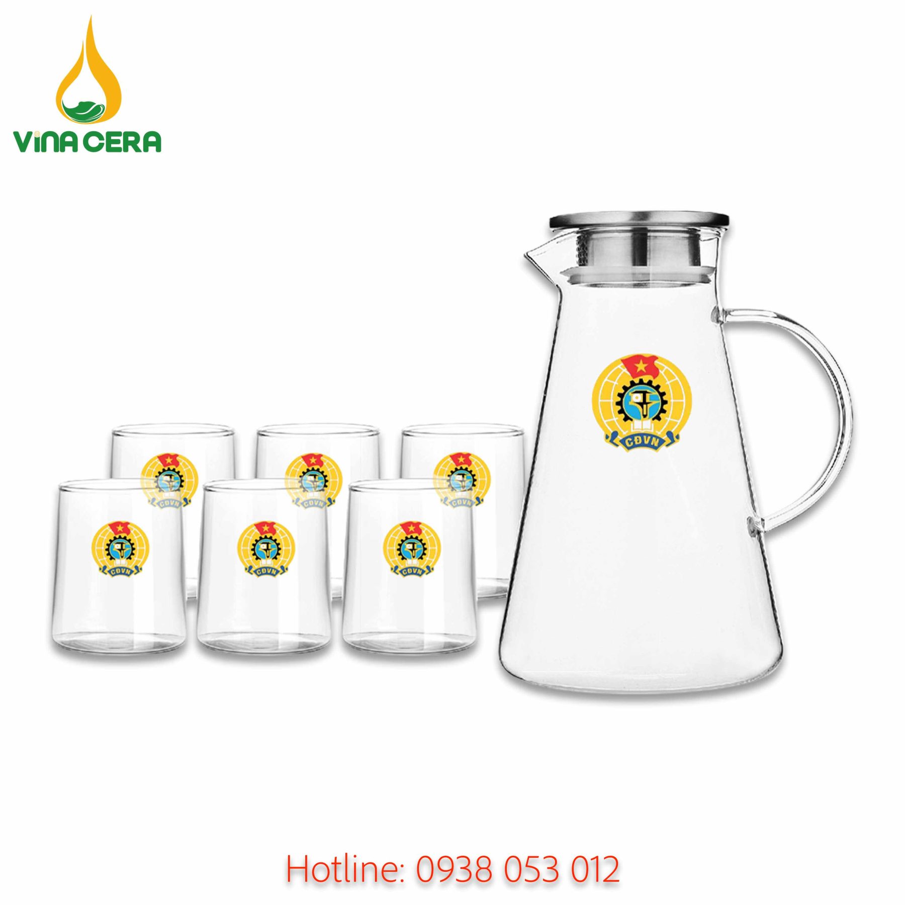 Bộ ly thủy tinh in logo - quà tặng công đoàn