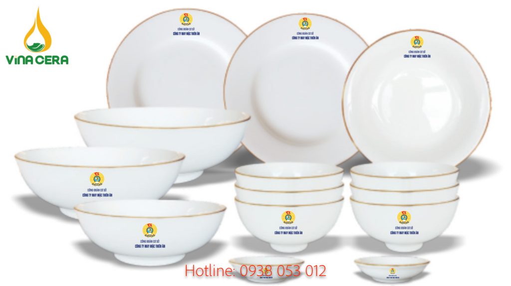 bộ chén bát in logo - quà tặng công đoàn