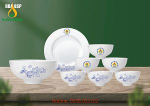 bộ chén bát in logo - quà tặng công đoàn