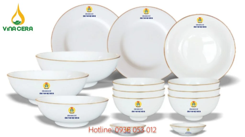 +99 Mẫu Quà Tặng Công Đoàn Ý Nghĩa Dành cho Công Đoàn Viên bộ chén bát in logo - quà tặng công đoàn